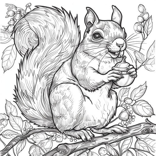 Smiling squirrel with acorn