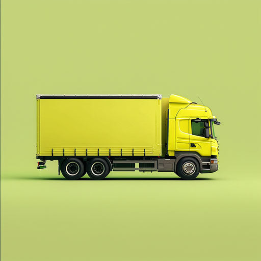 Truck clipart in a photo realistic style on a flat chartreuse background