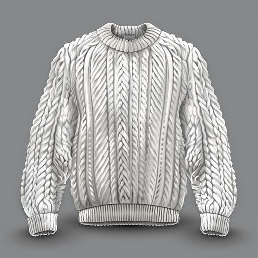 Realistic sweater clipart with glossy effects on flat metallic silver background