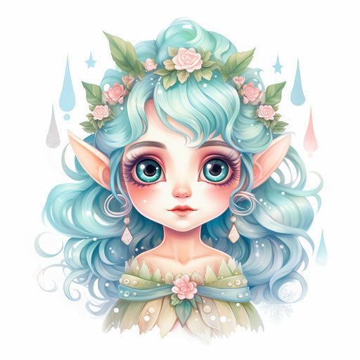 Elf clipart in the style of Pastel Colors Art, on a white background