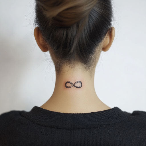 Small neck tattoo for men in beautiful clipart style flat sketch, simple infinity symbol