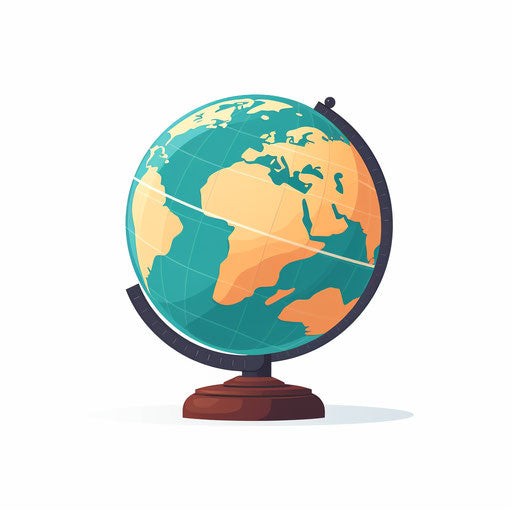 Minimalist globe clipart, on white background