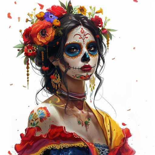 Realistic Day of the dead clipart on white background