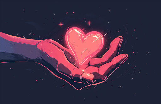 Hand showing heart, animated gifs, dark navy and pink