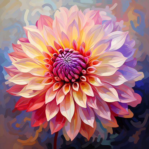 Dahlia flower in yellow and red colors