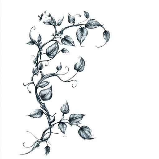 Beautiful flat tattoo sketch of delicate vines on inner elbow
