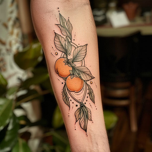 Tattoo sketch of a peach in a bohemian style