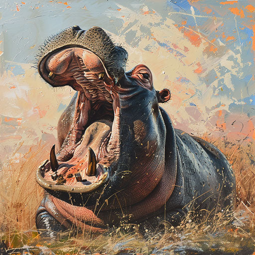 Hippo yawning in the African sun