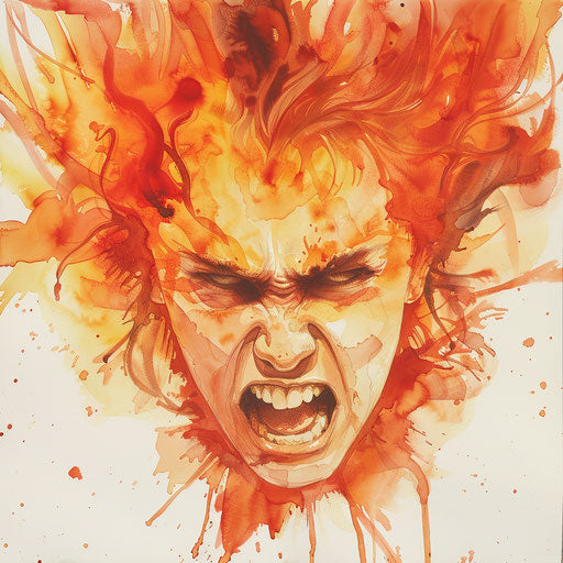 Angry emotion with flames, light red and light orange
