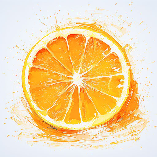 Impressionistic orange slice clipart
