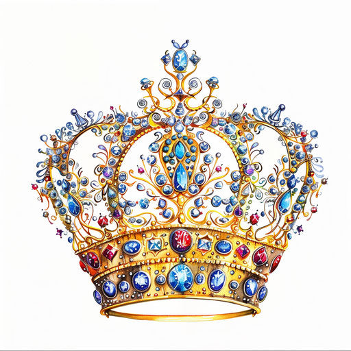 Detailed illustration of a queen's crown tattoo design