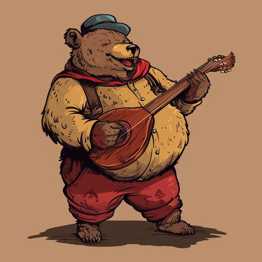 Russian mafia bear playing balalaika