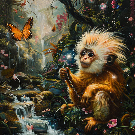 Whimsical interaction between Yunnan snub-nosed monkey and butterfly