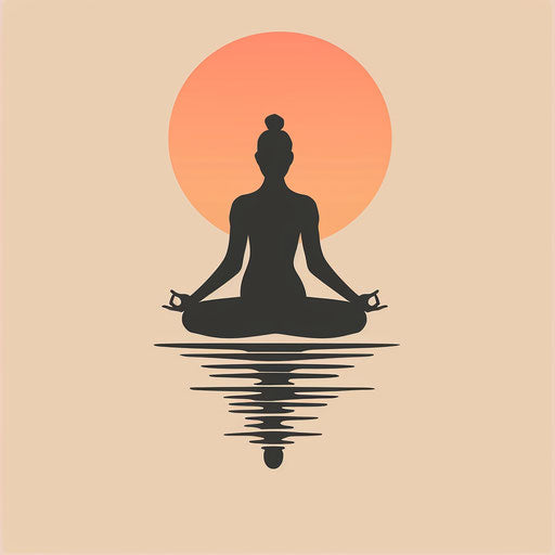 Minimalist yoga pose in front of peaceful sunset