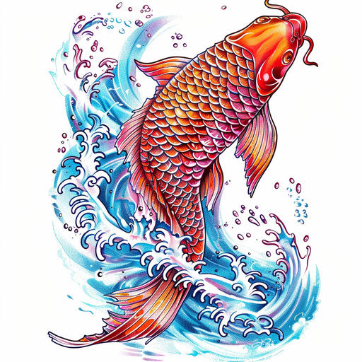 Vibrant koi fish tattoo design illustration