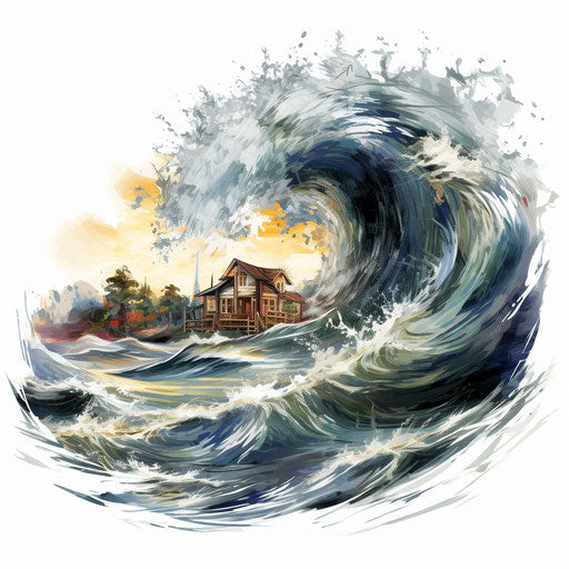 Hurricane in the style of Oil painting on white background