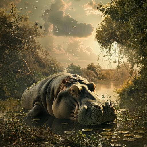 Hippo in Shrinking Habitat from Climate Change