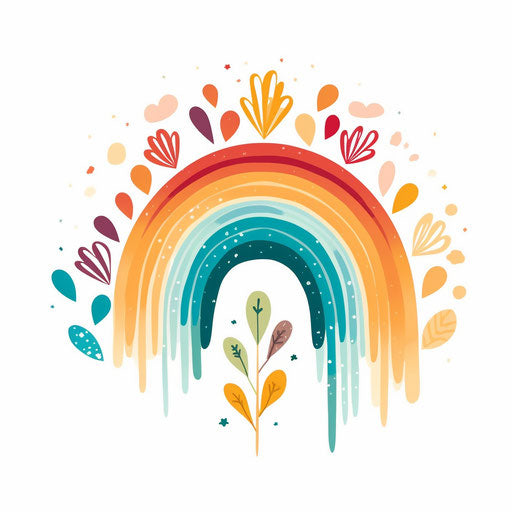 Boho rainbow in Minimalist style, on white background