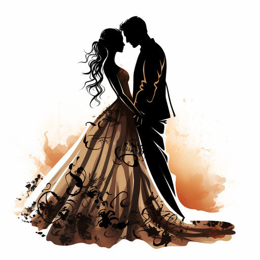 Chiaroscuro Art style of marriage on white background