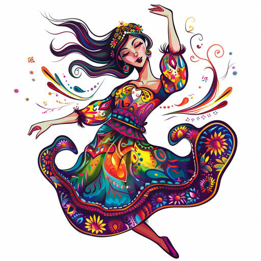 Vivid and colorful sketch of Russian folk dancer