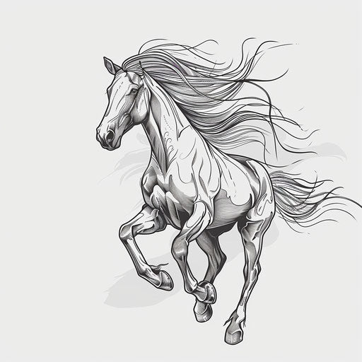 Elegant horse in motion on white background