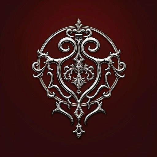 Luxury logo for YouTuber with a silver emblem on a dark red background, emphasizing elegance