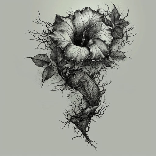 Gothic tattoo sketch of morning glory