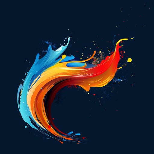 Dynamic painting logo with splash effect on dark blue background