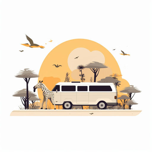 Safari clipart in minimalist style, on white background