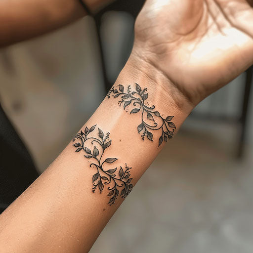 Intertwined vine tattoos for mom and daughter