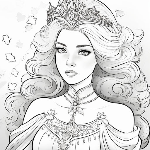 Free printable princess coloring pages in simplistic vector art style UHD