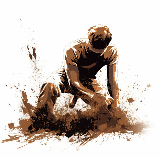 Dirt illustration in the style of Chiaroscuro Art, on white background