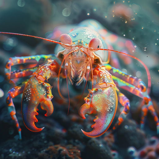 Mantis shrimp with its young, tender and warm