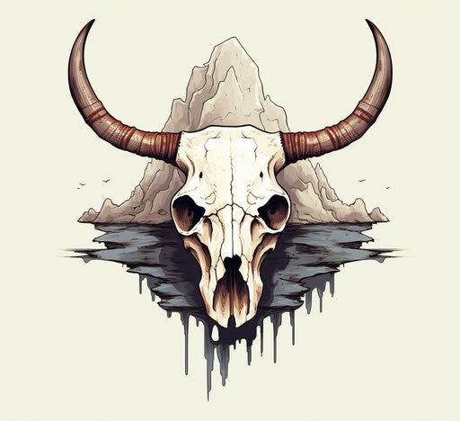 Cattle skull art, varied style, simple drawings