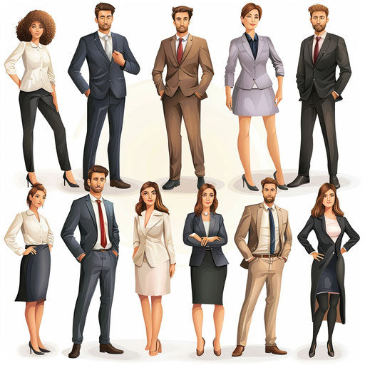 Company clipart in photo realistic style on flat white background