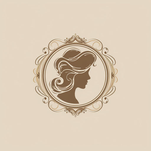 Vintage round logo with classic fonts and soft beige background