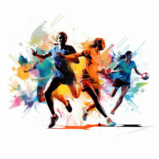 Sports day clipart in the style of Chiaroscuro Art, on white background