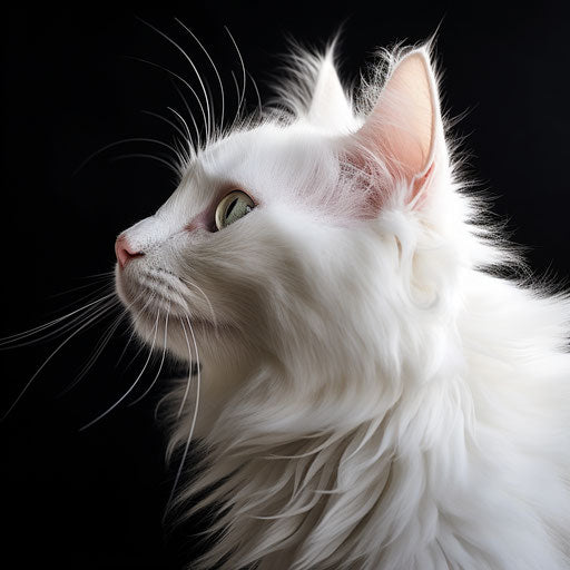 White cat from side