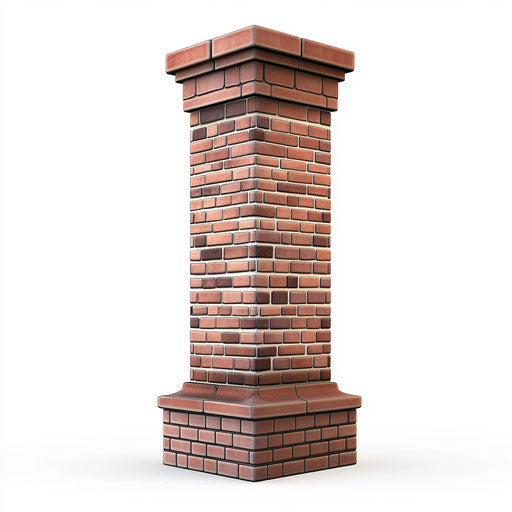3D chimney on flat white background, isolated clipart