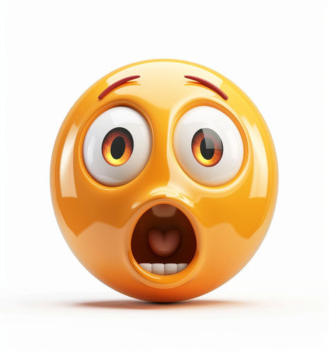 Shocked face emoji clipart, white background, warm colors, high resolution 27:29