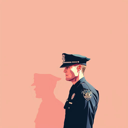 Realistic police clipart on pastel peach background