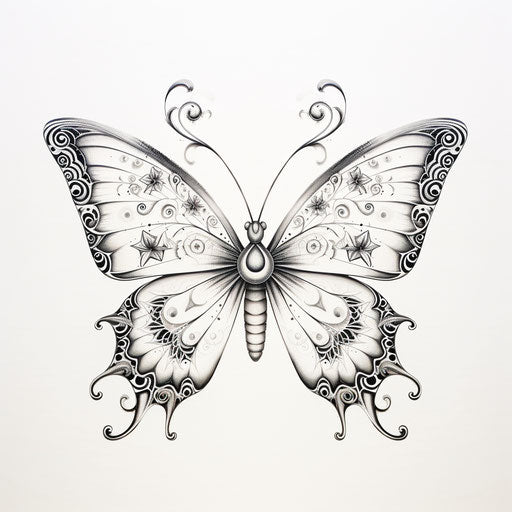 Abstract butterfly in hand-coloring style