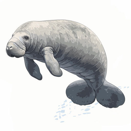 Manatee clipart in a realistic style on white background