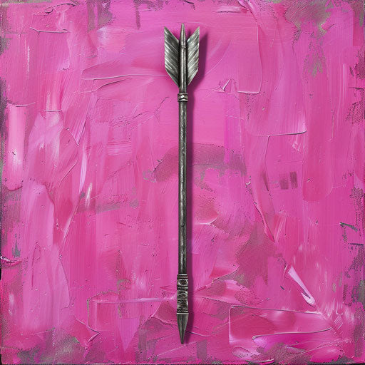 Arrow on bright magenta background with detailed texture