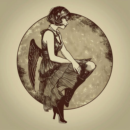Nostalgic flat tattoo sketch of Venus as a flapper from the 1920s