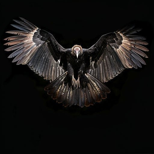 Vulture in flight with wings spread wide