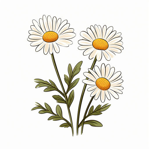 Minimalist daisy flower clipart on white background