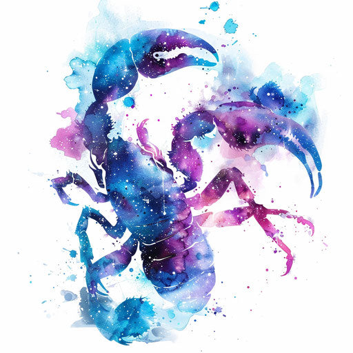 Scorpius constellation nebula colors tattoo on white