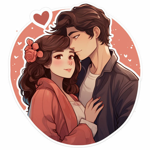 Romantic love in captivating stickers