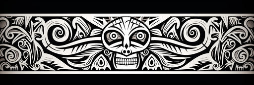 Black and white tribal pattern, chicano style, realistic